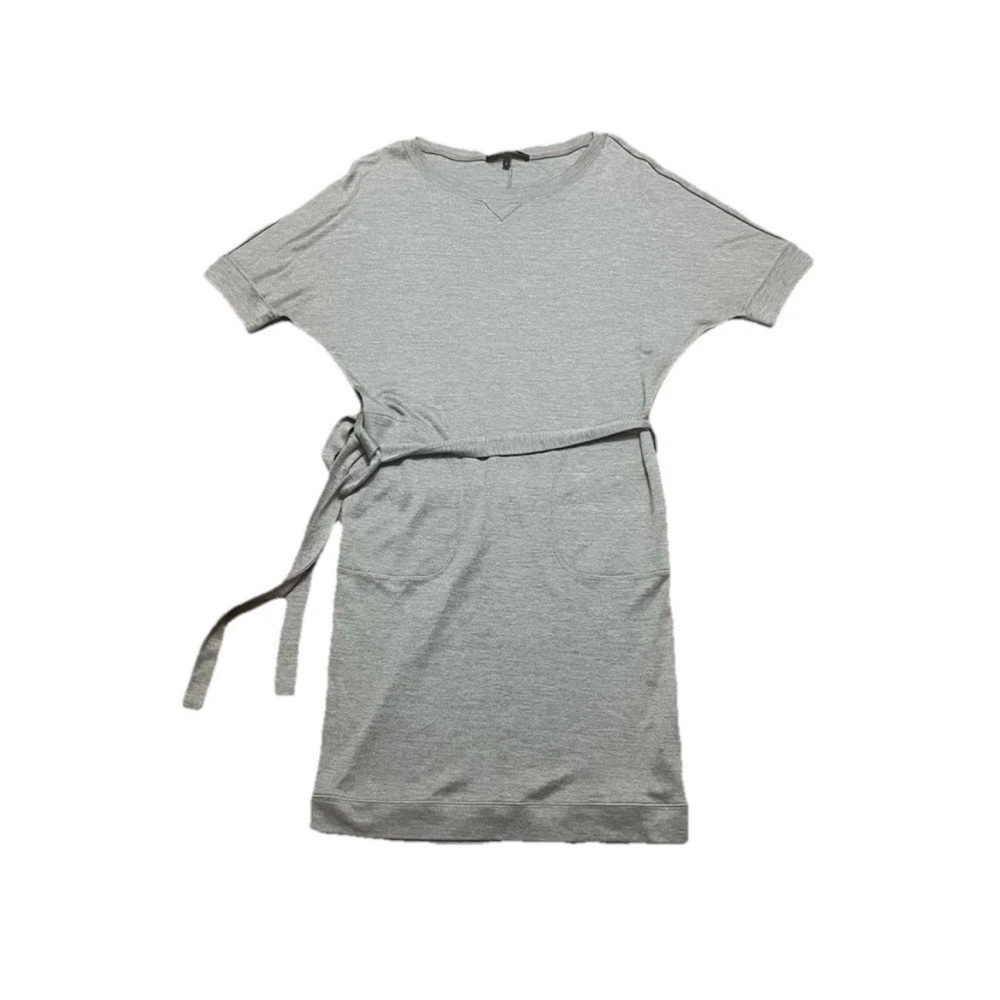 Weekend Max Mara Short Sleeve Belted Jersey Knit Dress Gray Size Small